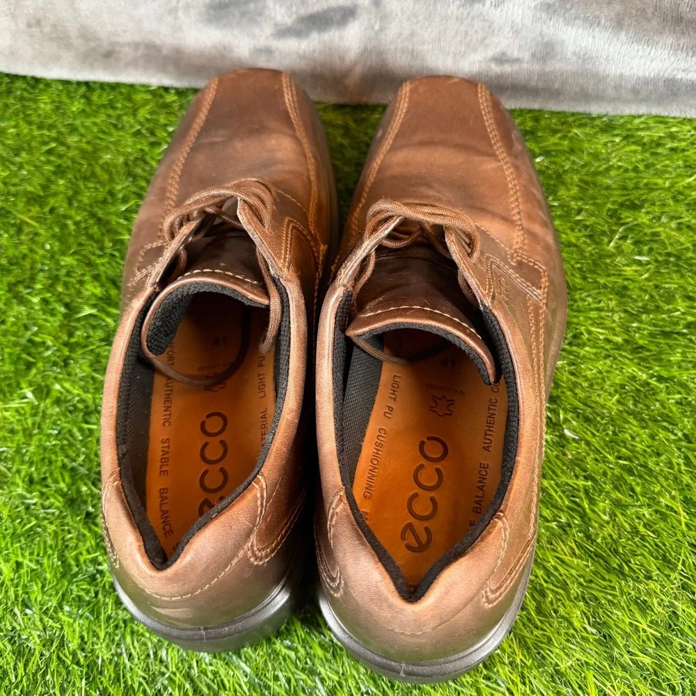 ECCO Brown Leather Bicycle Toe Derby Oxford Shoes Mens‎ size US 7-7.5 EU 41